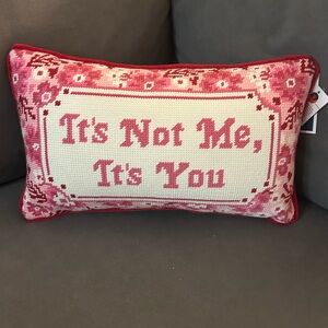“It’s Not Me, It’s You” Funny Needlepoint Pillow — NWT